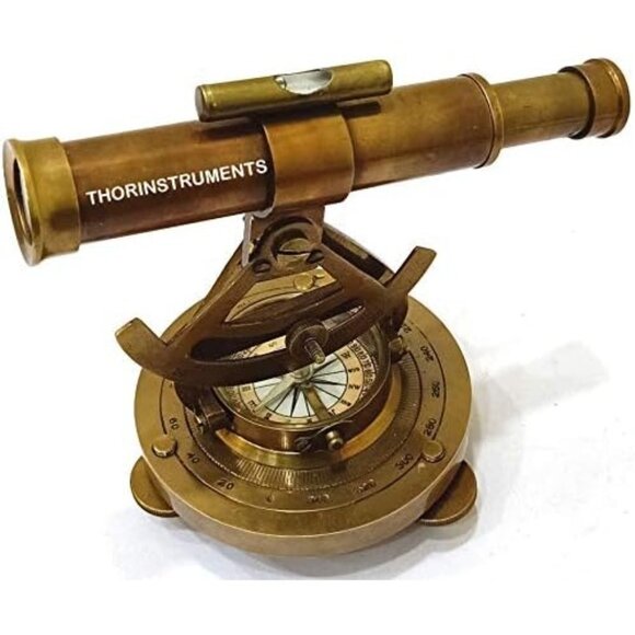 Antique Brass Alidade Compass 6" Nautical Decorative Rustic Vintage Home Decor - Picture 4 of 4